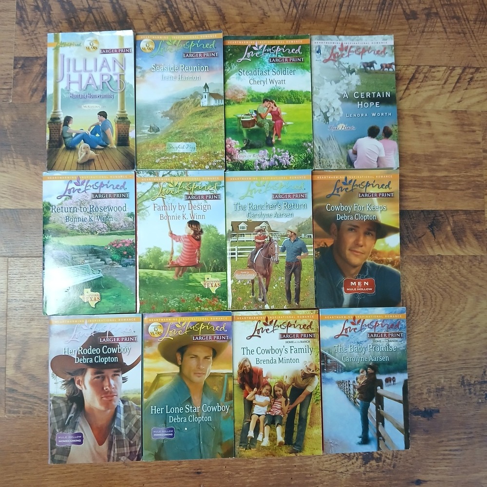 Love Inspired Larger Print Lot Of 12 Books Paperback Christian Romance Cowboy